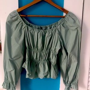 Cute top from Zara! Never been worn. Size small. Fabric feels like taffeta